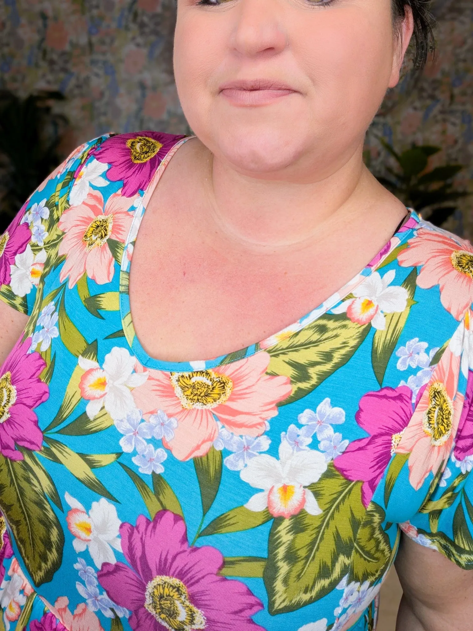 Etta Vneck Babydoll in Teal Floral