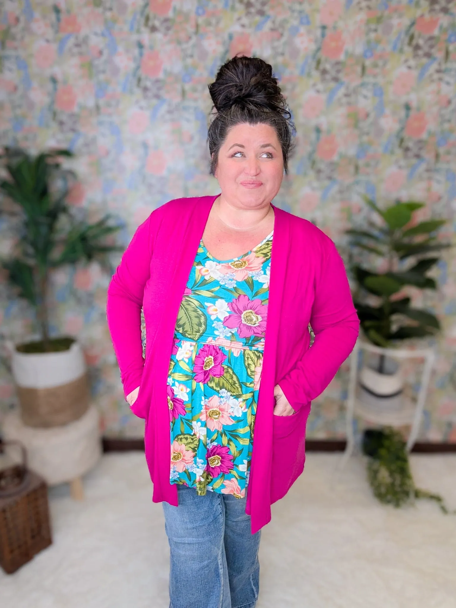 Etta Vneck Babydoll in Teal Floral