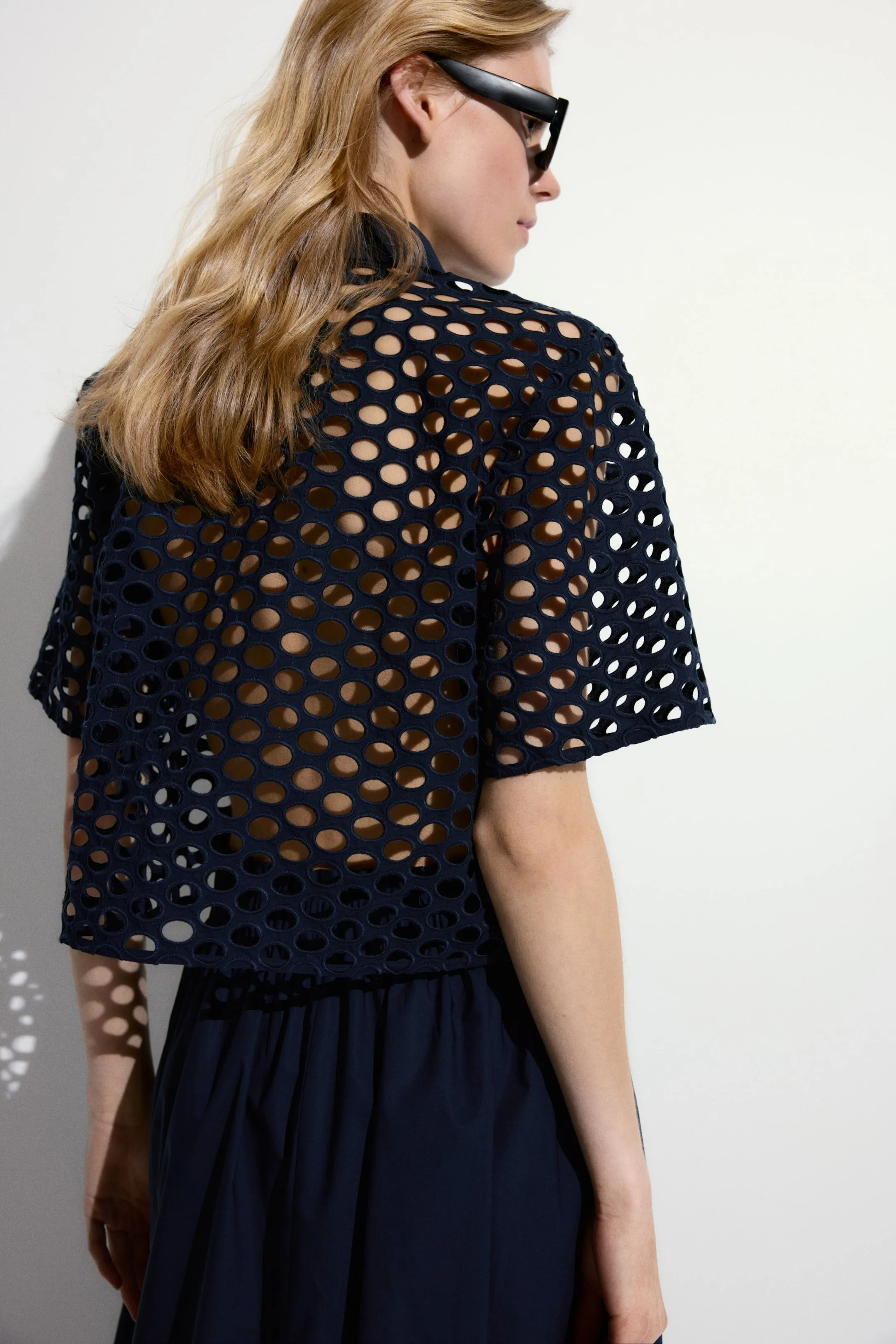 Eyelet-embroidered skirt