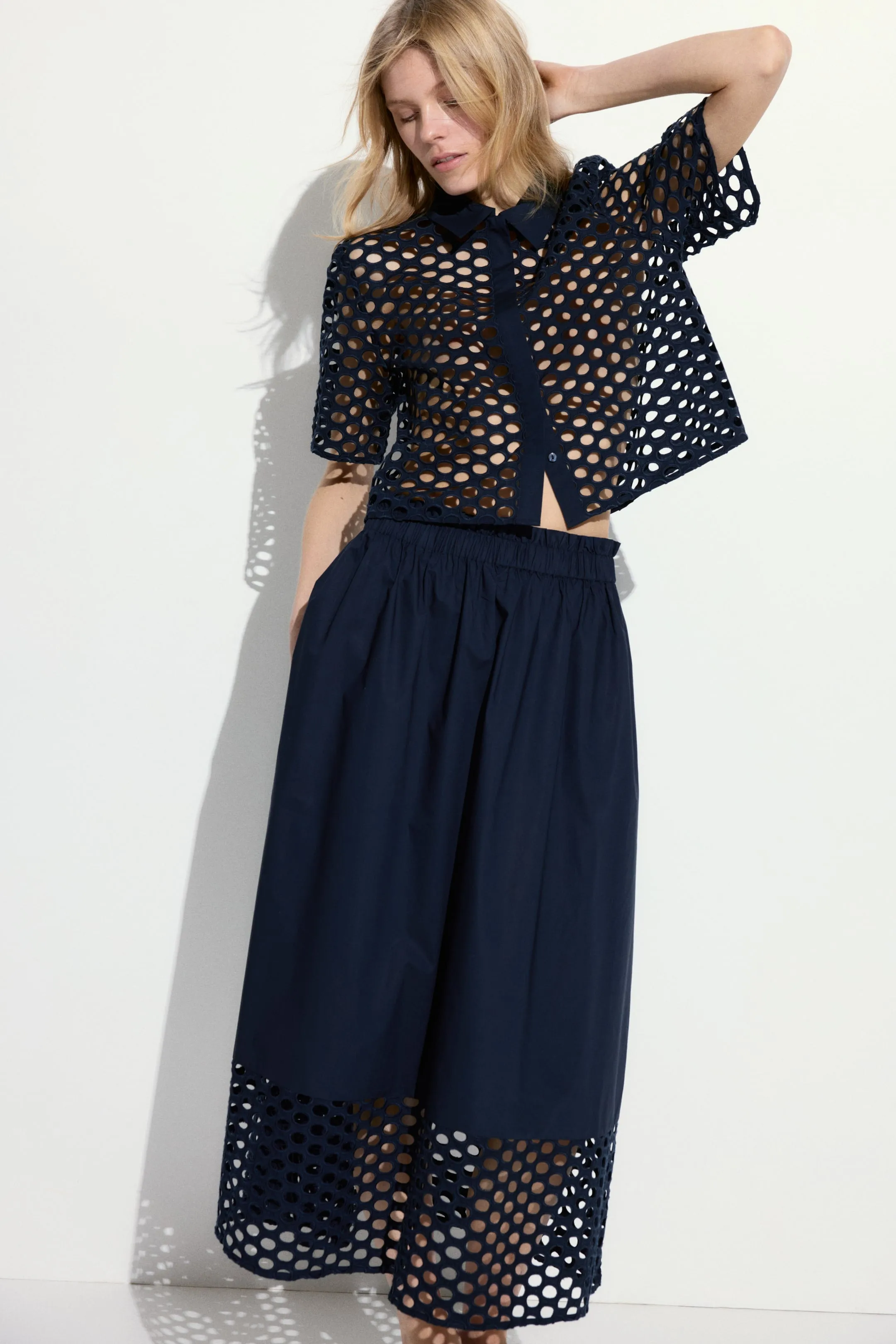 Eyelet-embroidered skirt