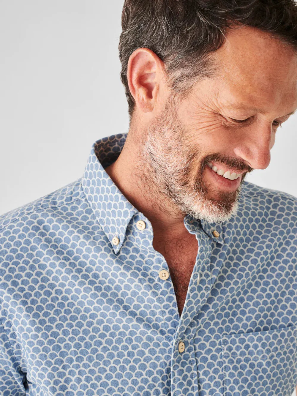FAHERTY SHORT-SLEEVE PLAYA SHIRT IN FISHSCALE REDUX