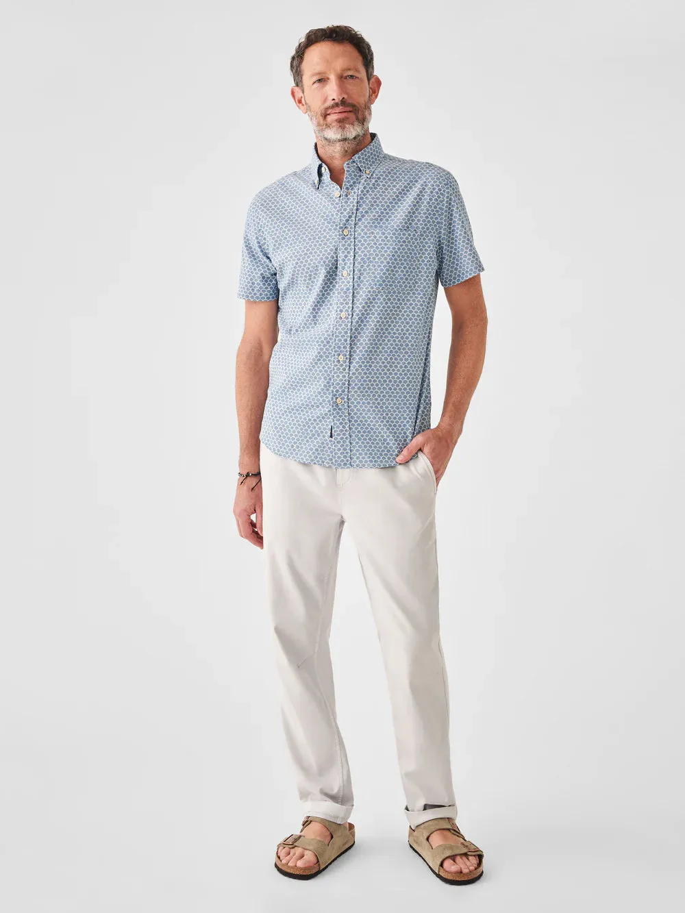 FAHERTY SHORT-SLEEVE PLAYA SHIRT IN FISHSCALE REDUX