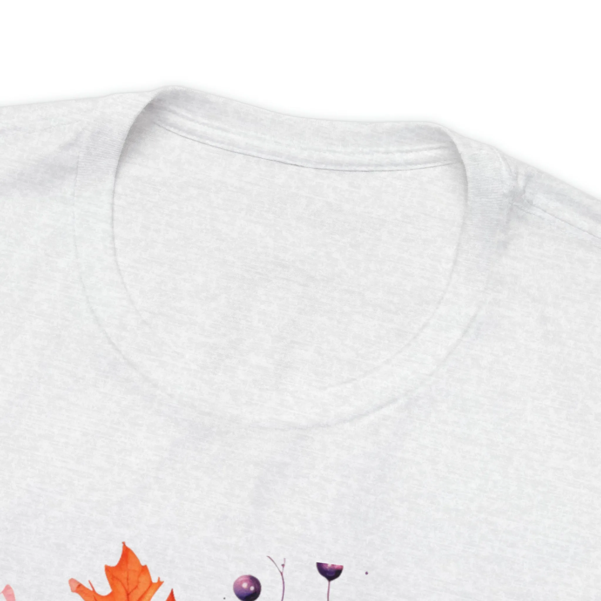 Fall Pumpkin & Leaves T-Shirt | Orange and Purple Fall Tee |  Bella Canvas 3001 Unisex |  Fall Short Sleeve Tshirt