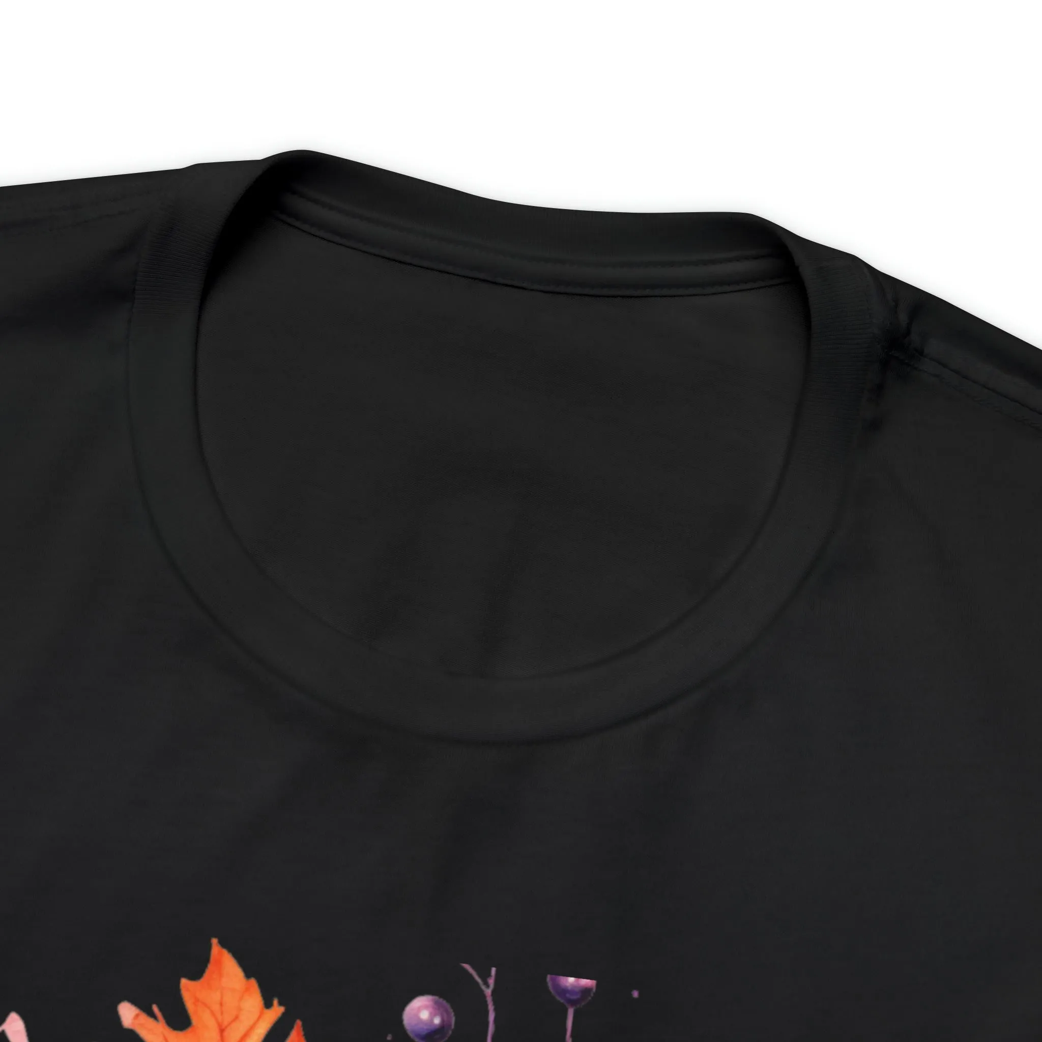 Fall Pumpkin & Leaves T-Shirt | Orange and Purple Fall Tee |  Bella Canvas 3001 Unisex |  Fall Short Sleeve Tshirt