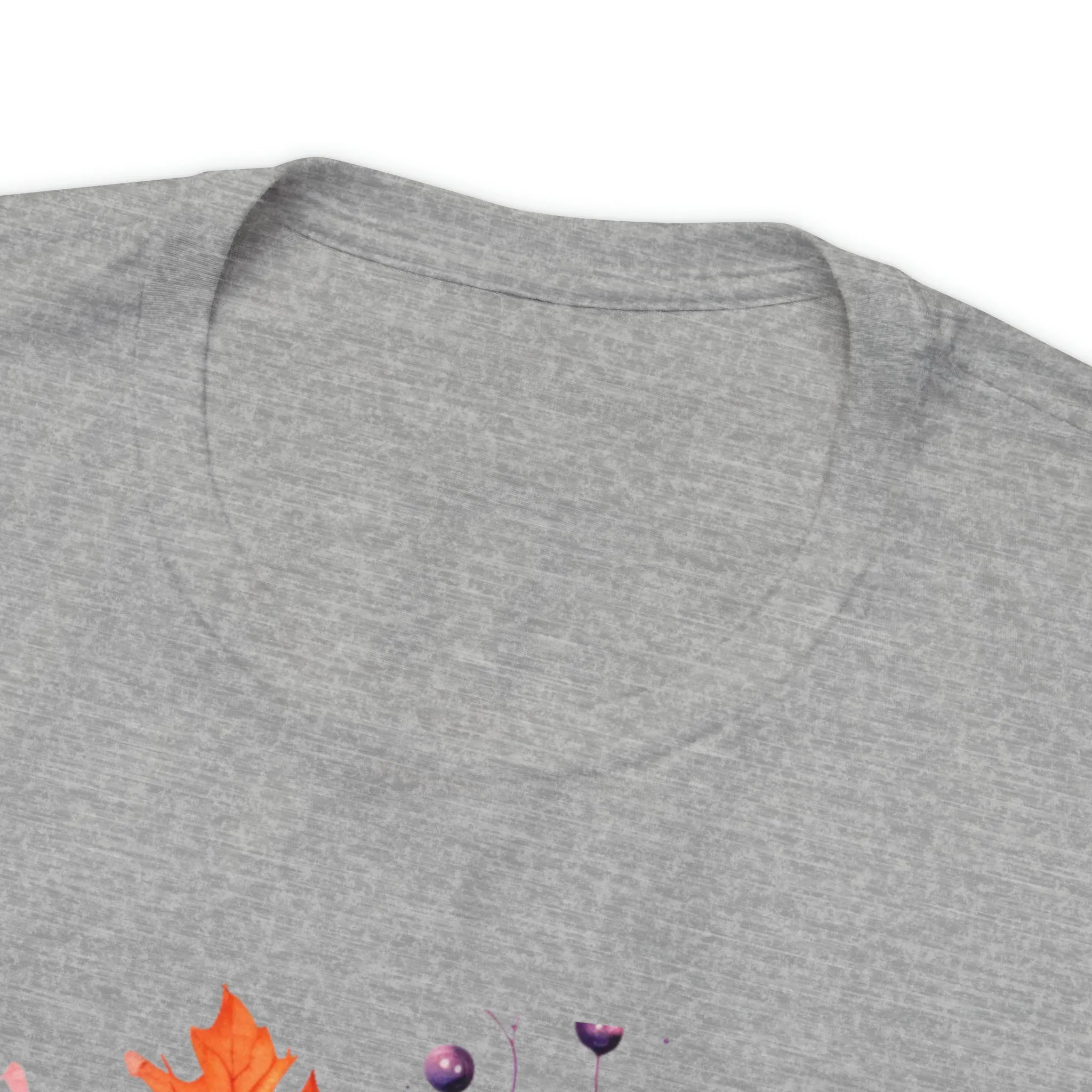 Fall Pumpkin & Leaves T-Shirt | Orange and Purple Fall Tee |  Bella Canvas 3001 Unisex |  Fall Short Sleeve Tshirt