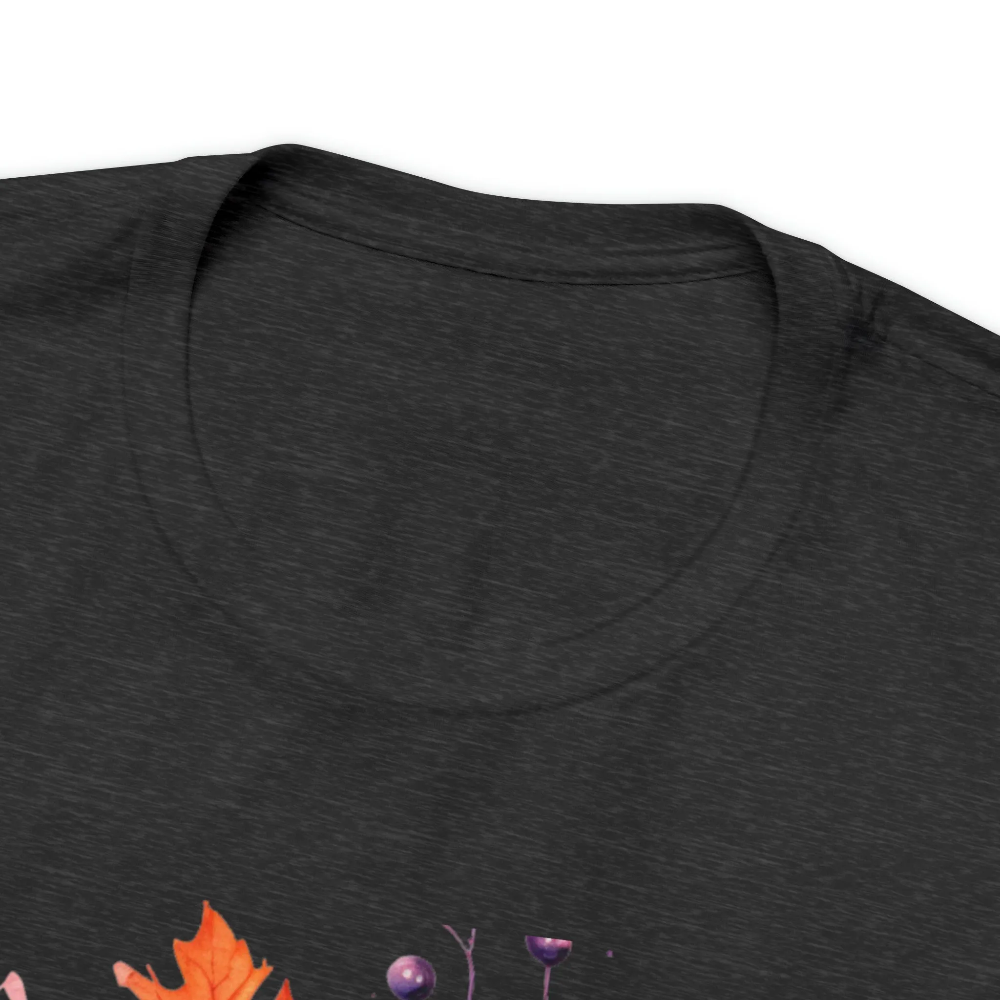 Fall Pumpkin & Leaves T-Shirt | Orange and Purple Fall Tee |  Bella Canvas 3001 Unisex |  Fall Short Sleeve Tshirt
