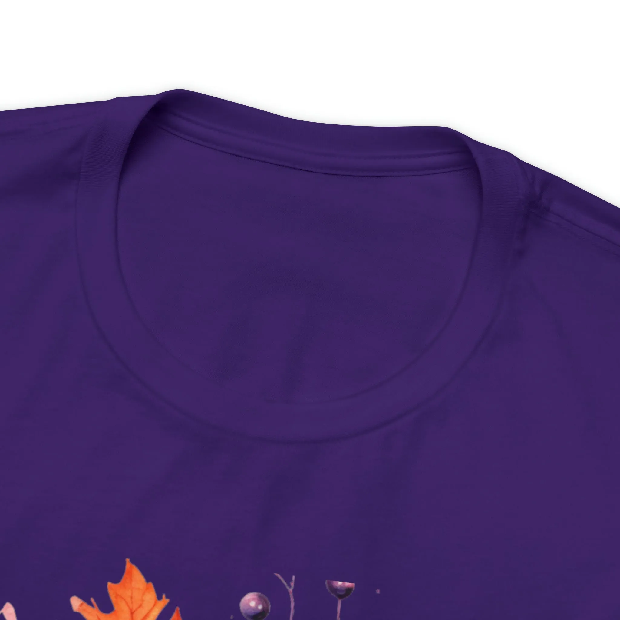 Fall Pumpkin & Leaves T-Shirt | Orange and Purple Fall Tee |  Bella Canvas 3001 Unisex |  Fall Short Sleeve Tshirt