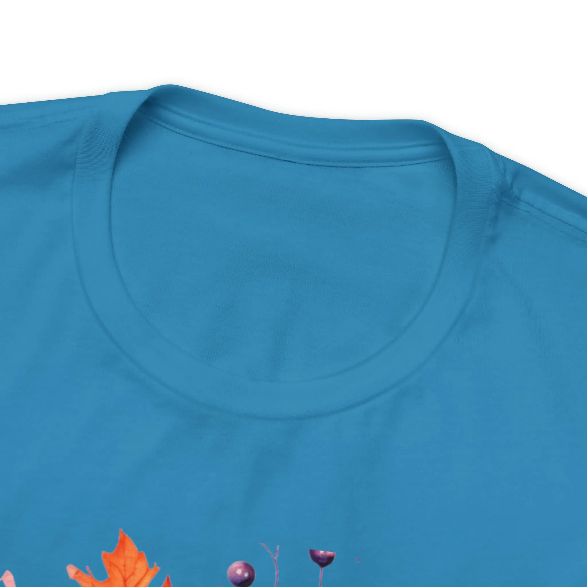 Fall Pumpkin & Leaves T-Shirt | Orange and Purple Fall Tee |  Bella Canvas 3001 Unisex |  Fall Short Sleeve Tshirt