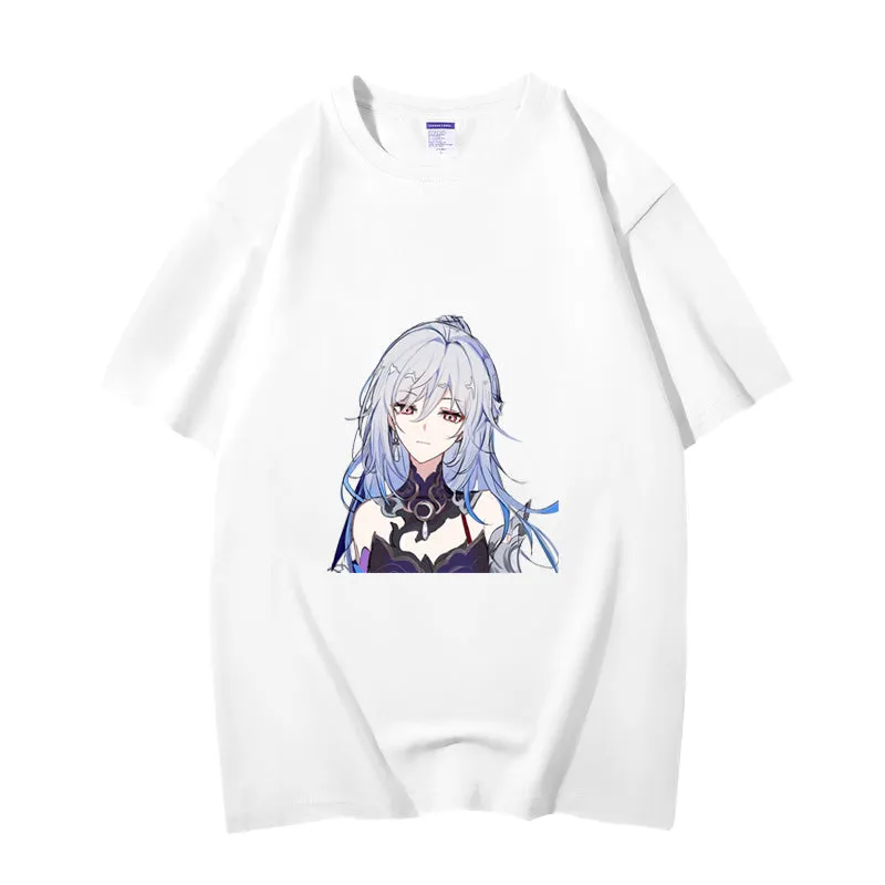 Fashion Anime Honkai Star Rail Jingliu 230g GSM Hipster Style Oversized Cotton T-shirt