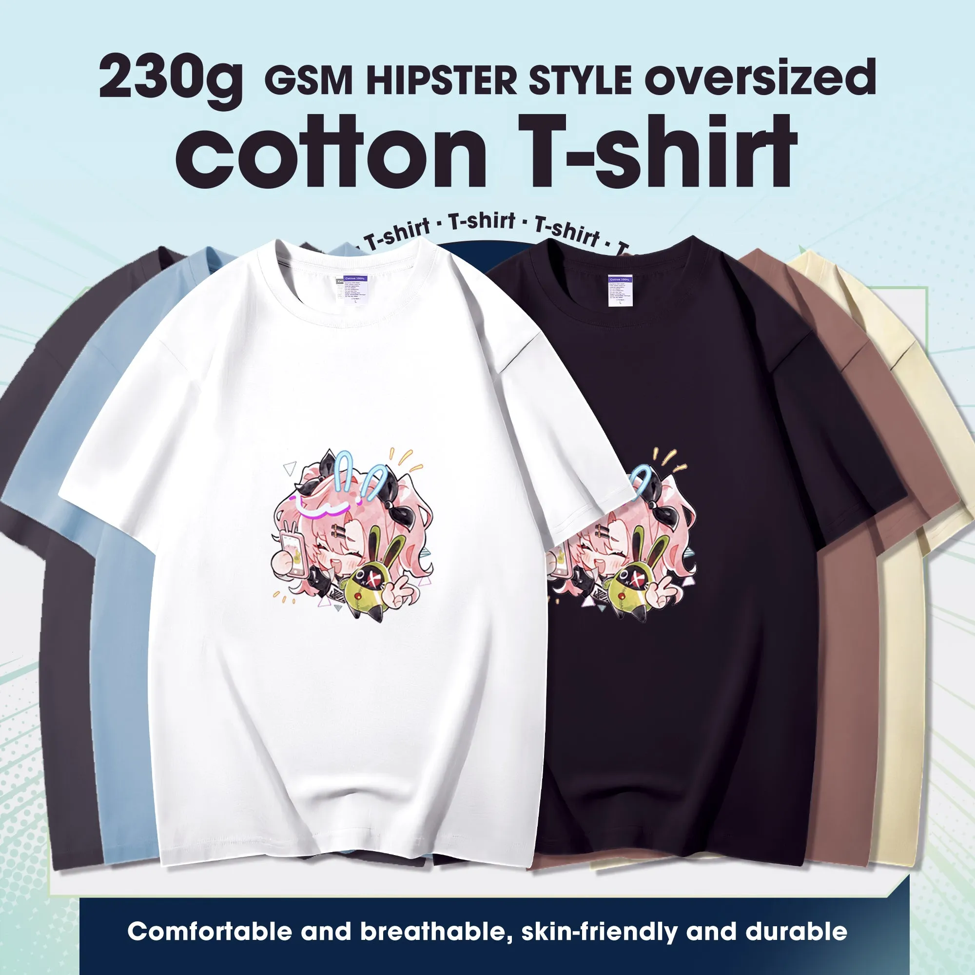 Fashion Anime Zenless Zone Zero Nicole Demara 230g GSM Hipster Style Oversized Cotton T-shirt