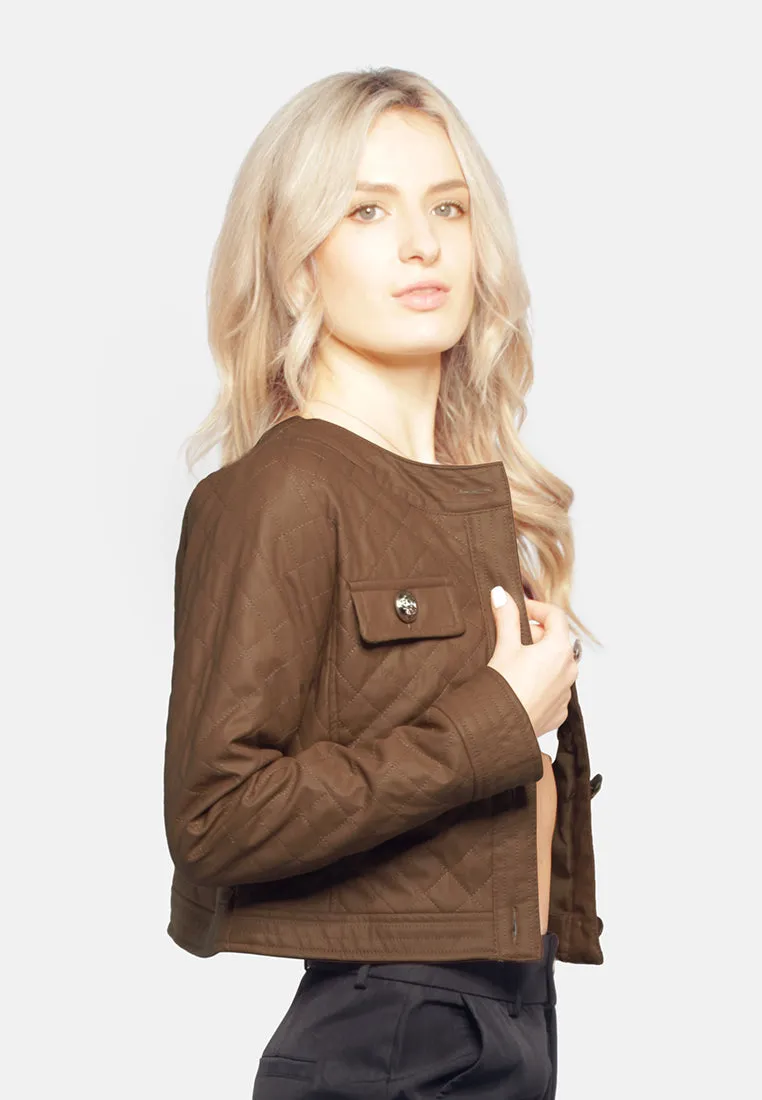 Faux Leather Quilted Jacket