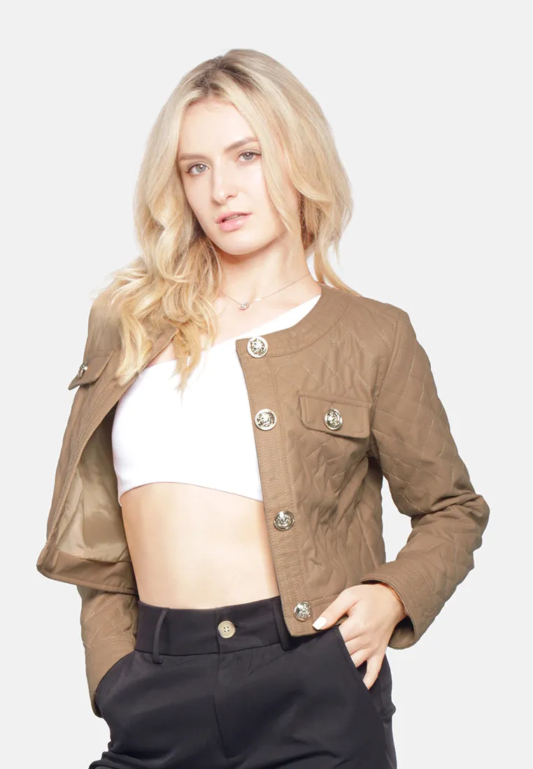Faux Leather Quilted Jacket