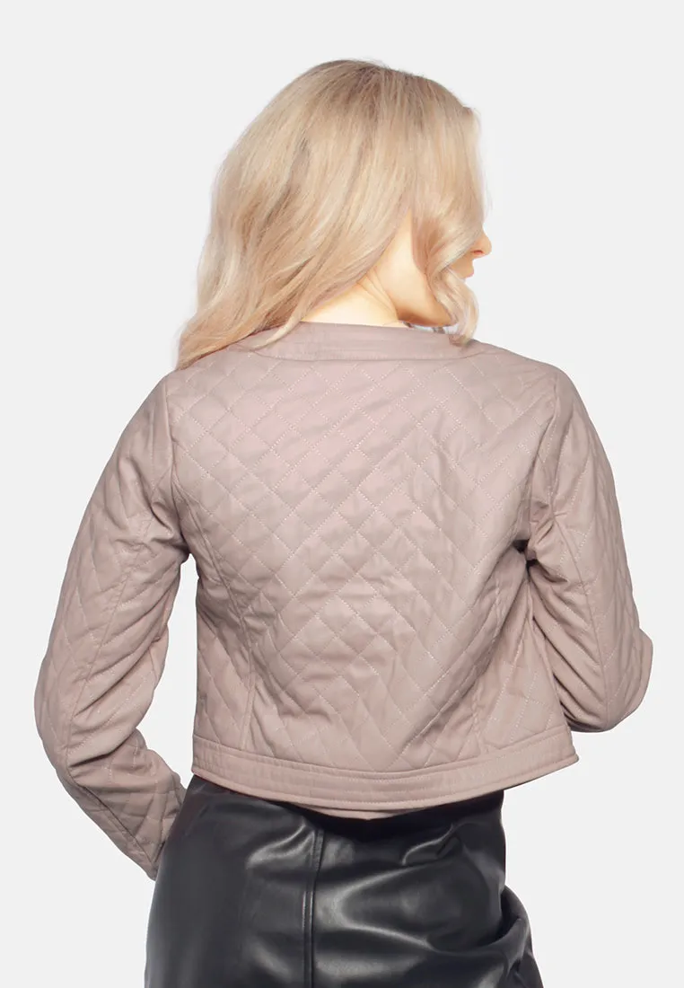 Faux Leather Quilted Jacket