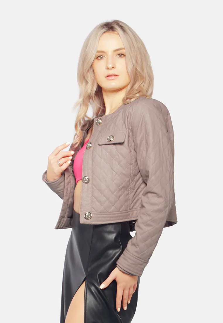 Faux Leather Quilted Jacket