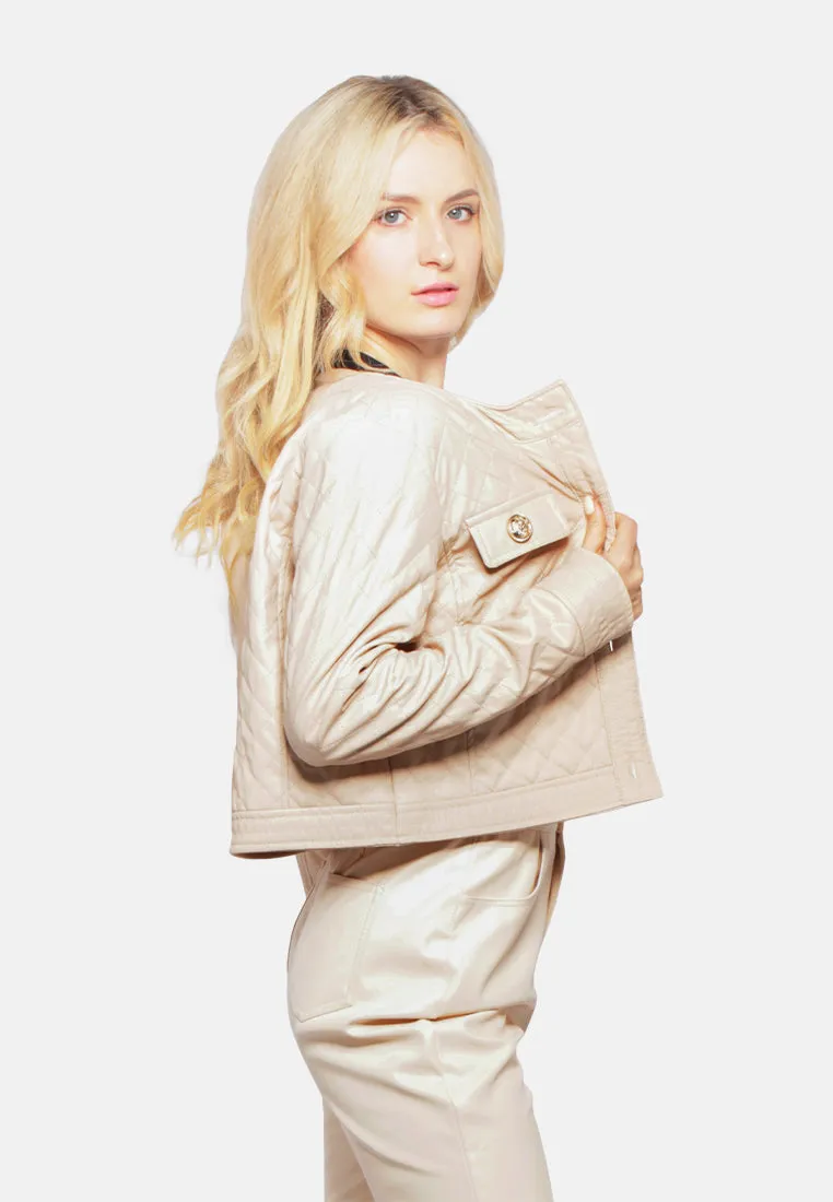 Faux Leather Quilted Jacket