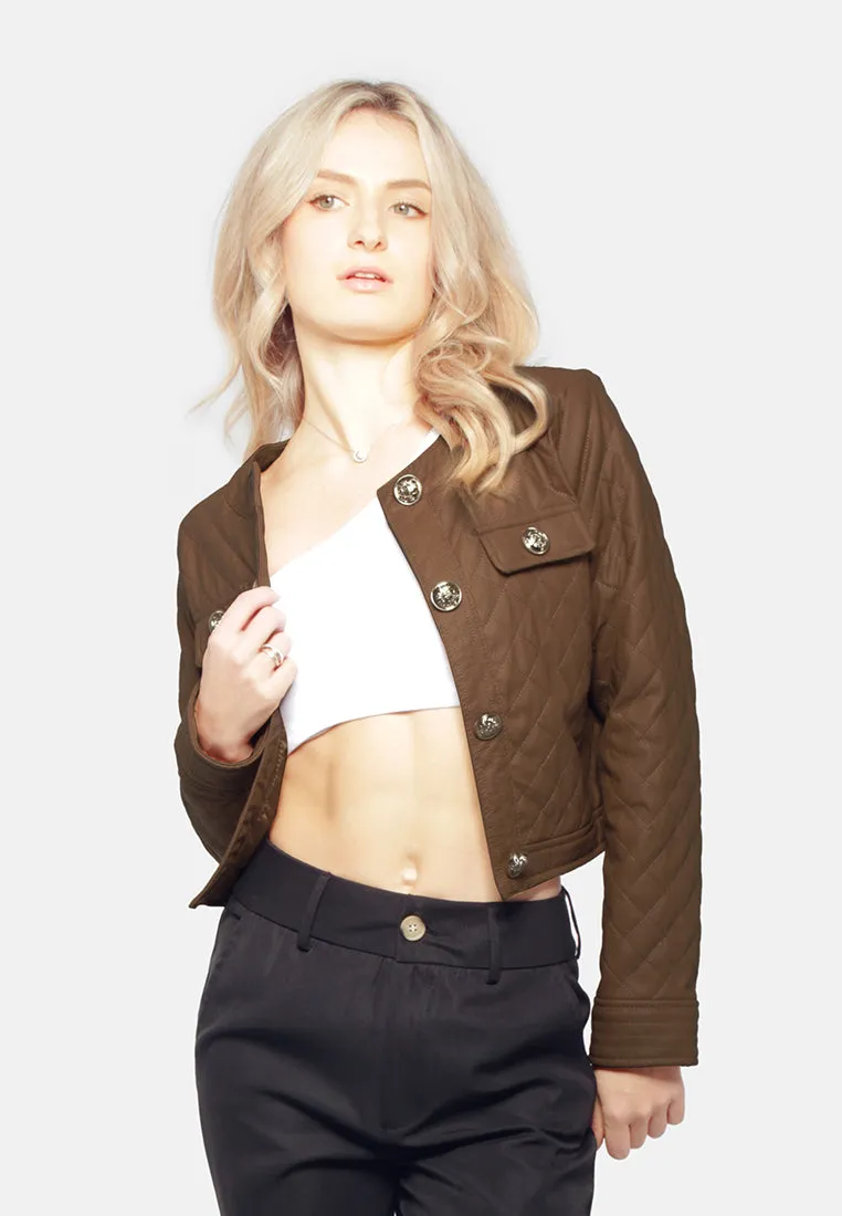 Faux Leather Quilted Jacket
