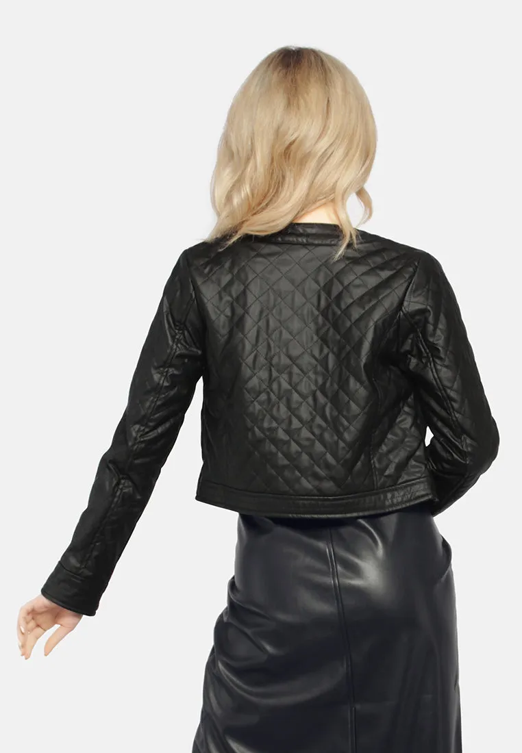 Faux Leather Quilted Jacket
