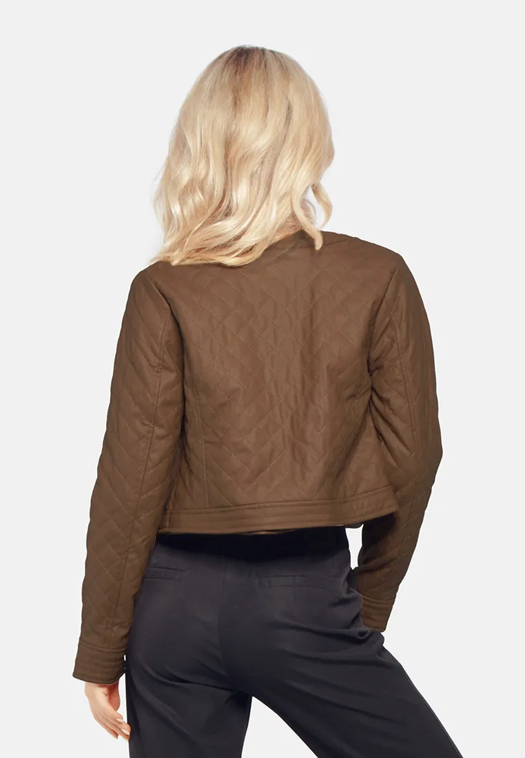 Faux Leather Quilted Jacket
