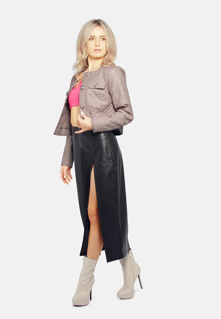 Faux Leather Quilted Jacket