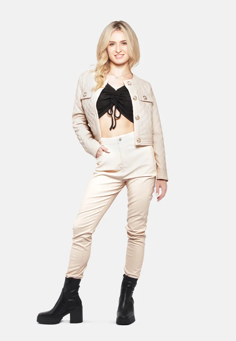 Faux Leather Quilted Jacket