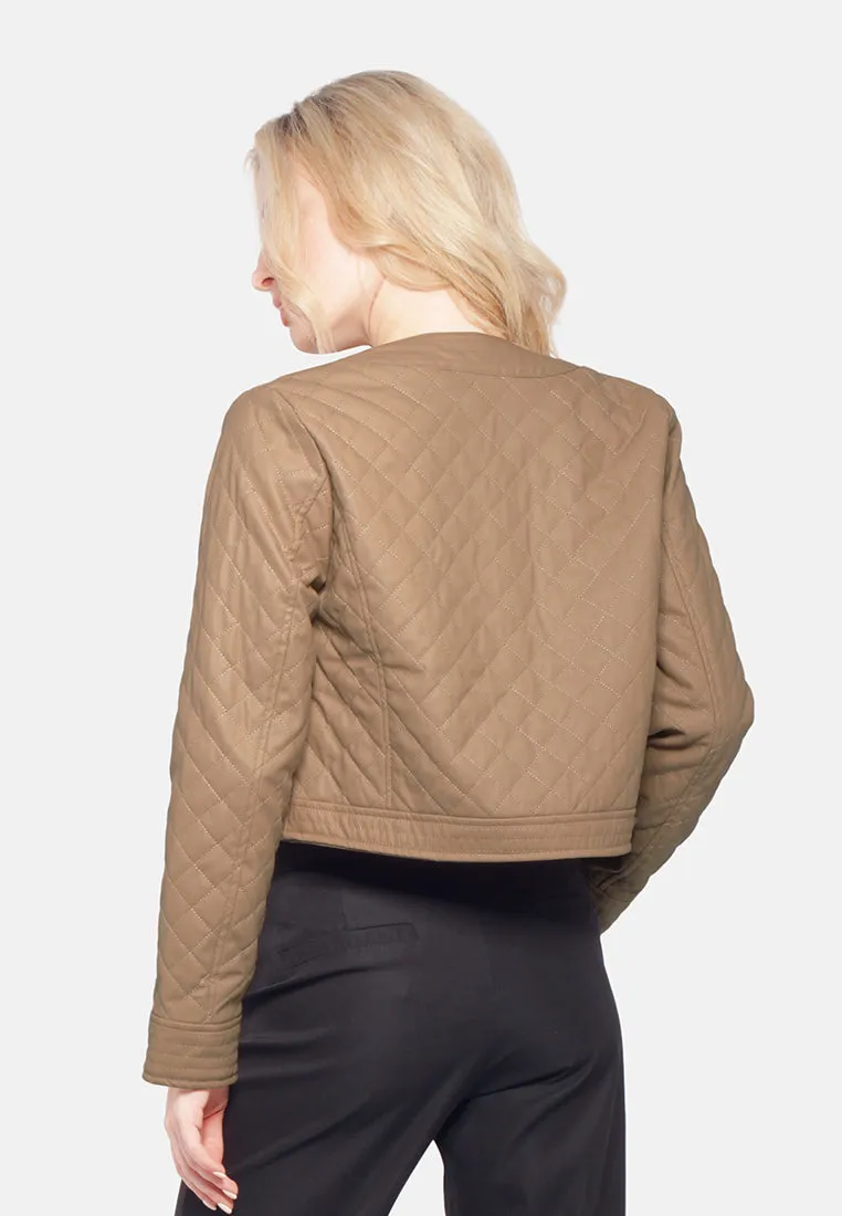 Faux Leather Quilted Jacket