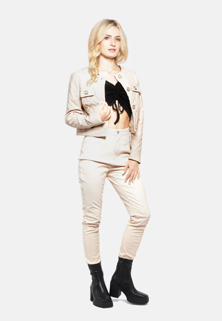 Faux Leather Quilted Jacket