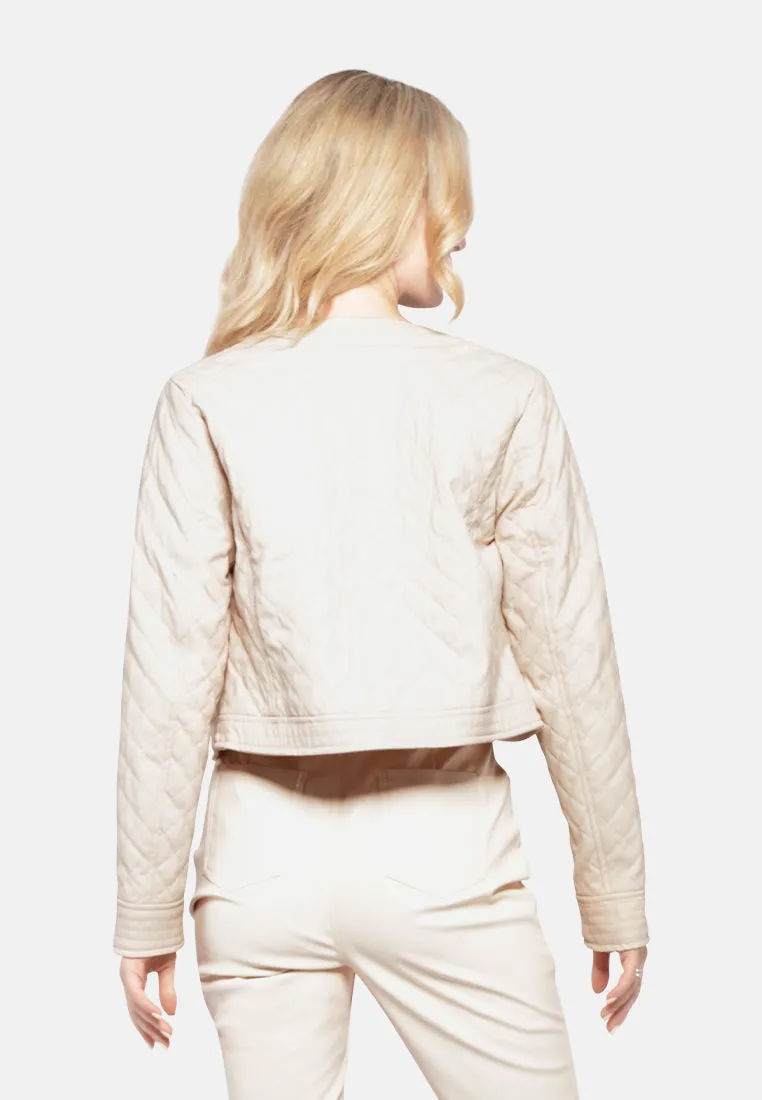 Faux Leather Quilted Jacket