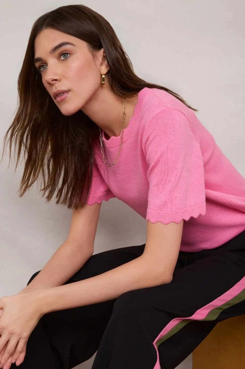 Fleurine Linen Cotton Knit Top - Candy Pink