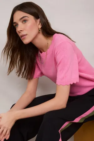 Fleurine Linen Cotton Knit Top - Candy Pink