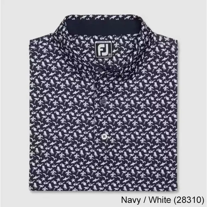 FootJoy Athletic Fit Beach Print Lisle Self Collar