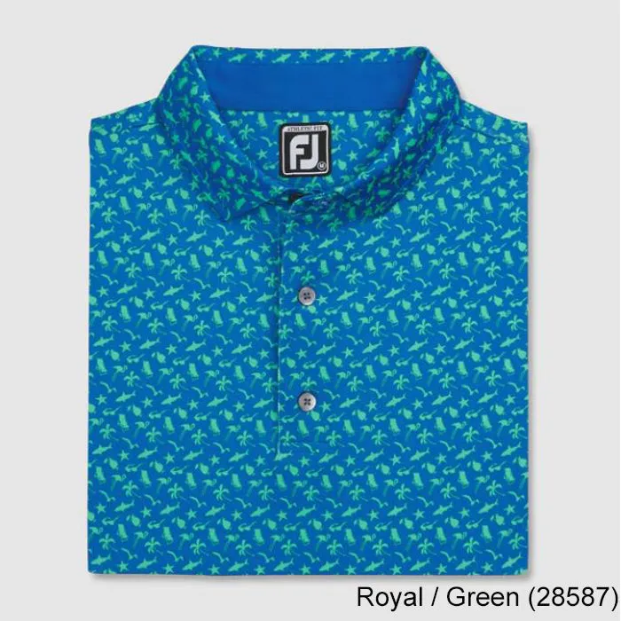 FootJoy Athletic Fit Beach Print Lisle Self Collar