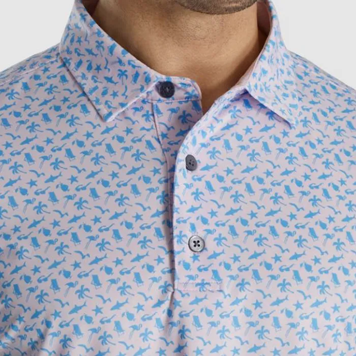 FootJoy Athletic Fit Beach Print Lisle Self Collar