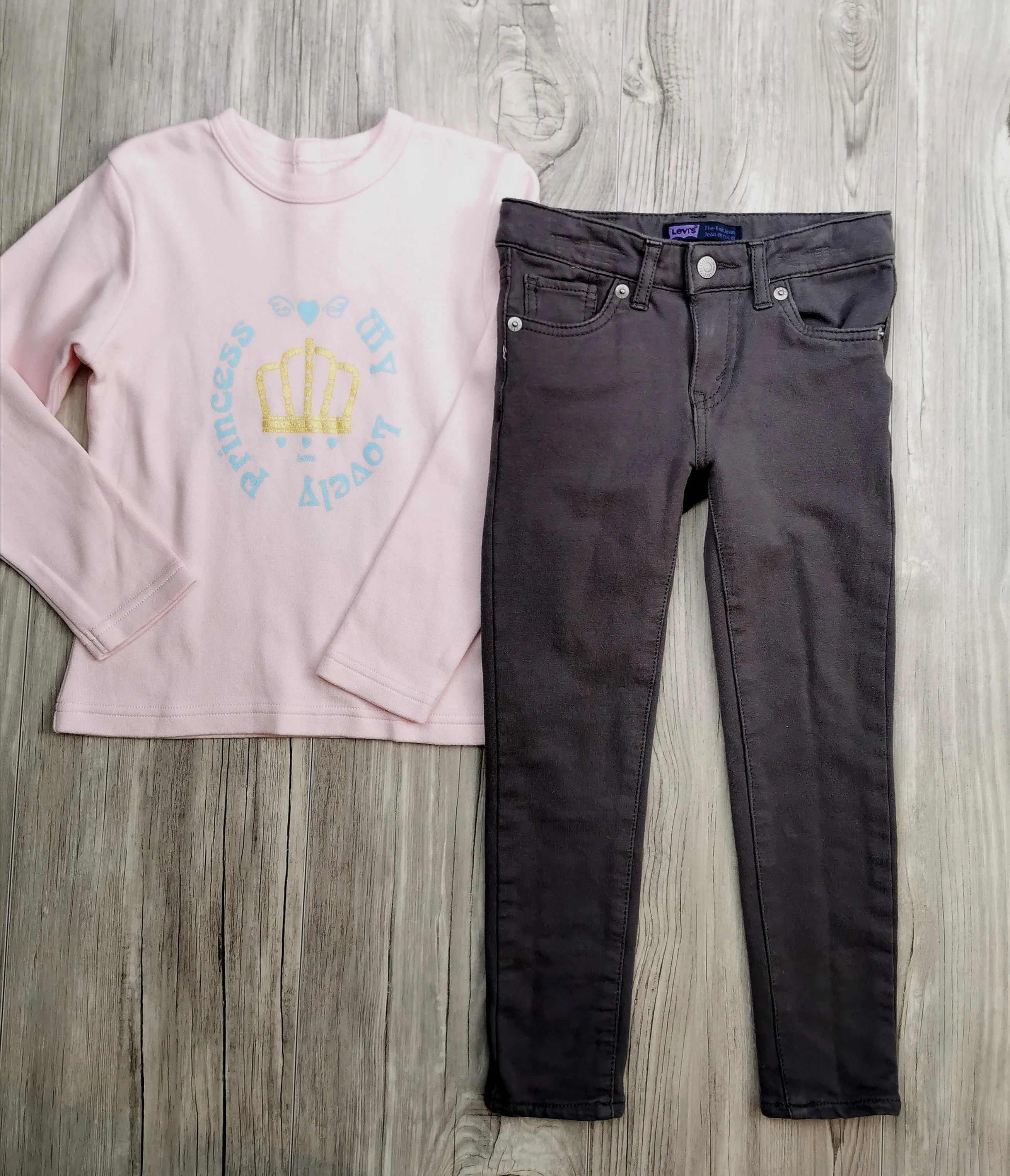 GIRL SIZE 6 YEARS - CHICKEEDUCK & LEVI'S, 2 Piece Mix N Match Fall Outfit NWOT / EUC B15