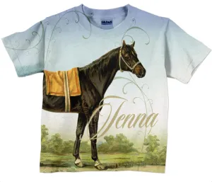 Girls Horse T-Shirt, Personalized Equestrian Shirt, Top, Children's Clothing