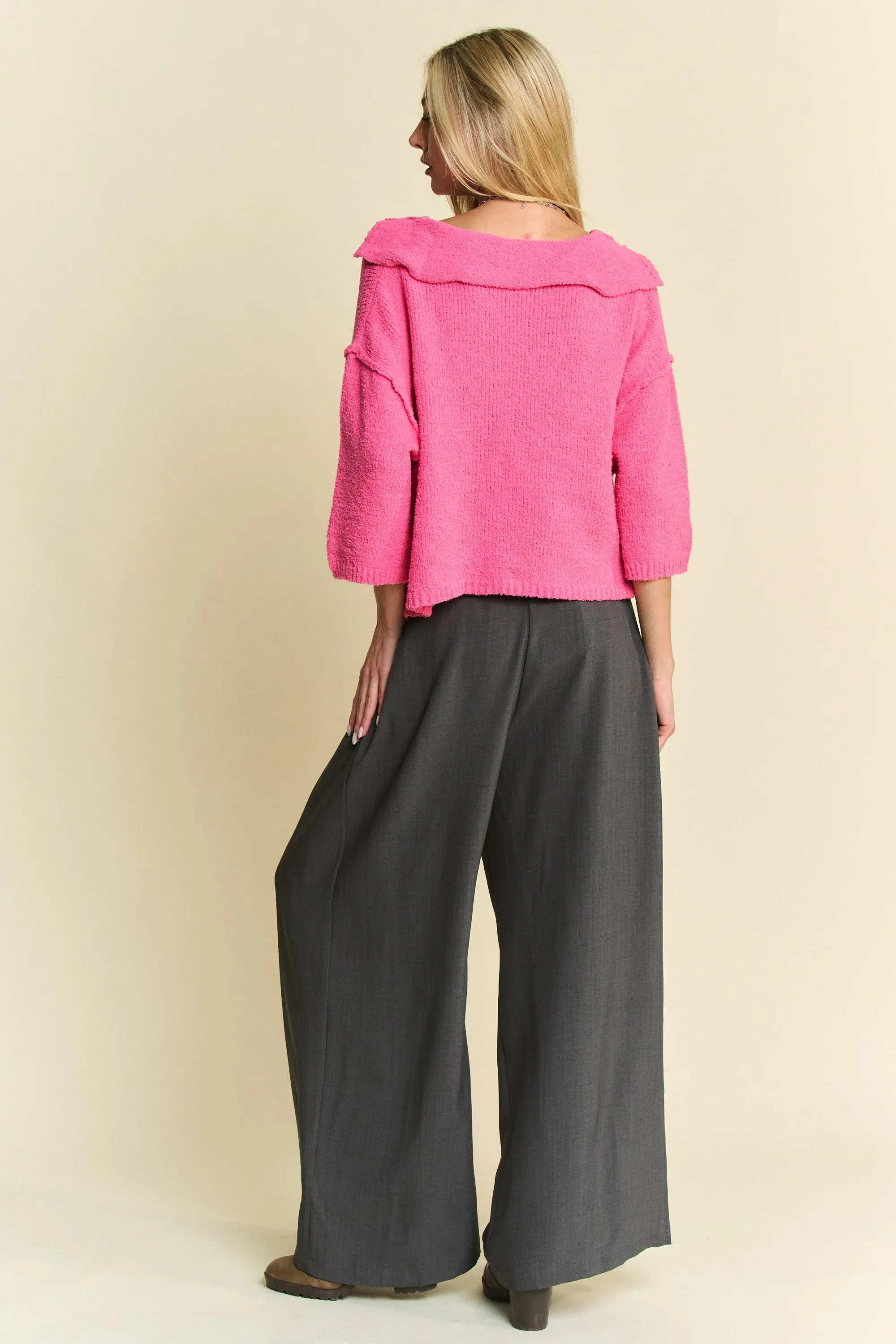 Giulia Wide Leg Palazzo Pants – High Waisted, Charcoal Grey, Pockets