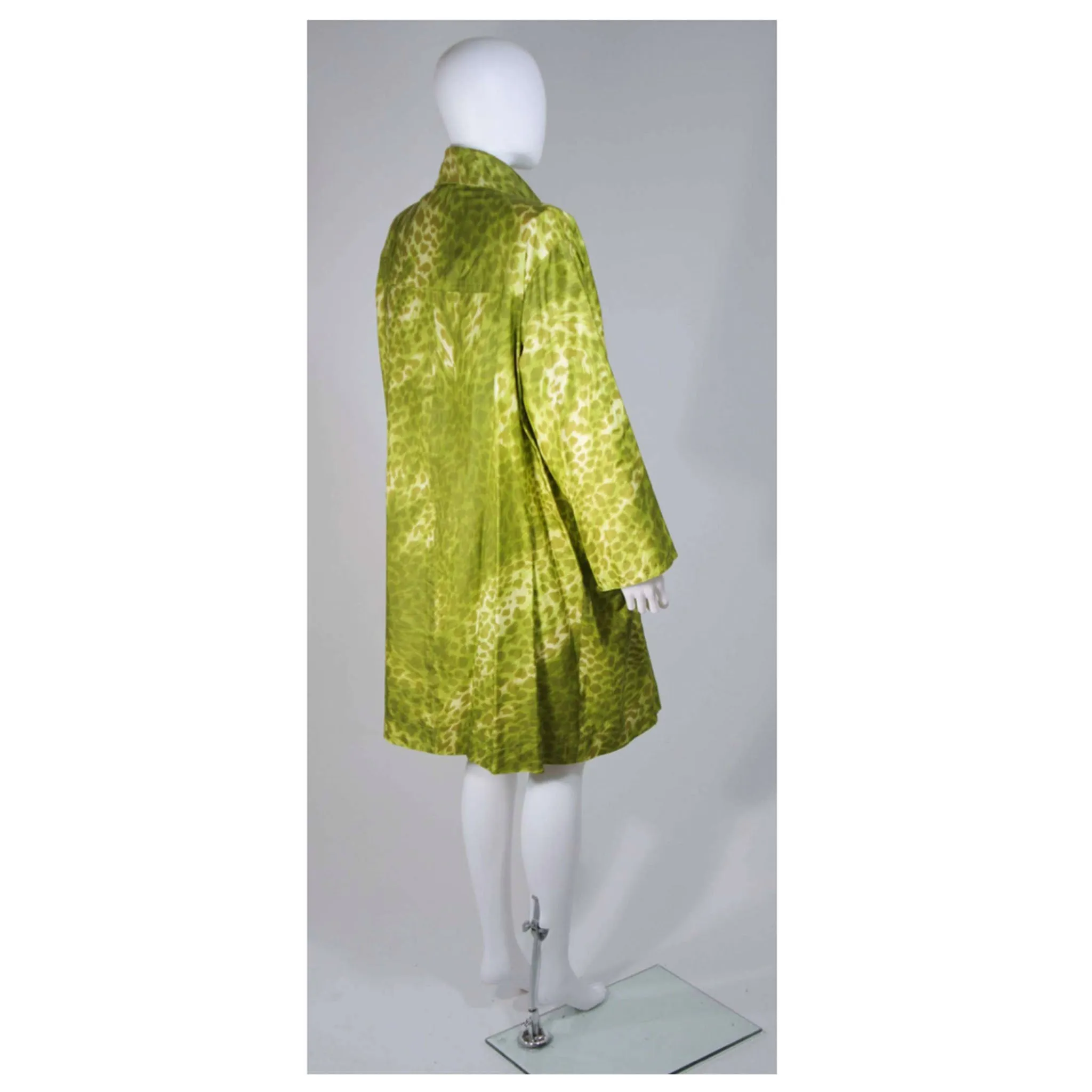 GIVENCHY 1980's-1990's Green Silk Leopard Print Coat
