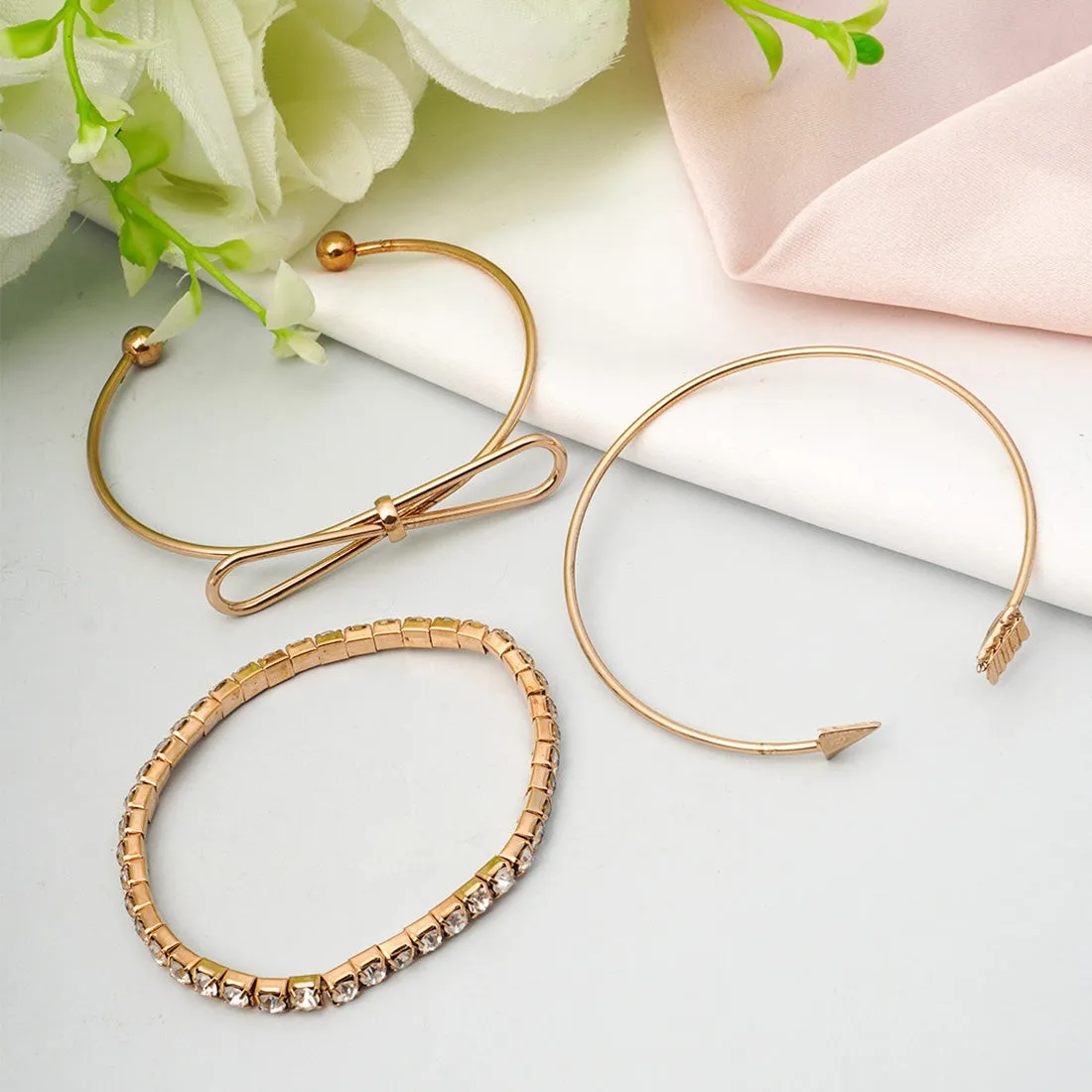 Gold Infinity Arrow Bracelet Set Of 3