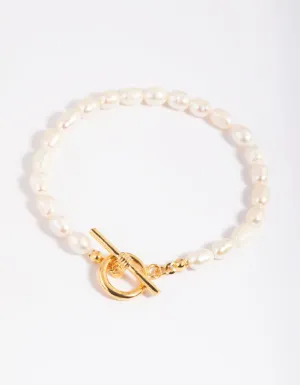 Gold Plated Pearl  T & O Bracelet