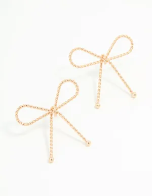 Gold Textured Bow Stud Earrings
