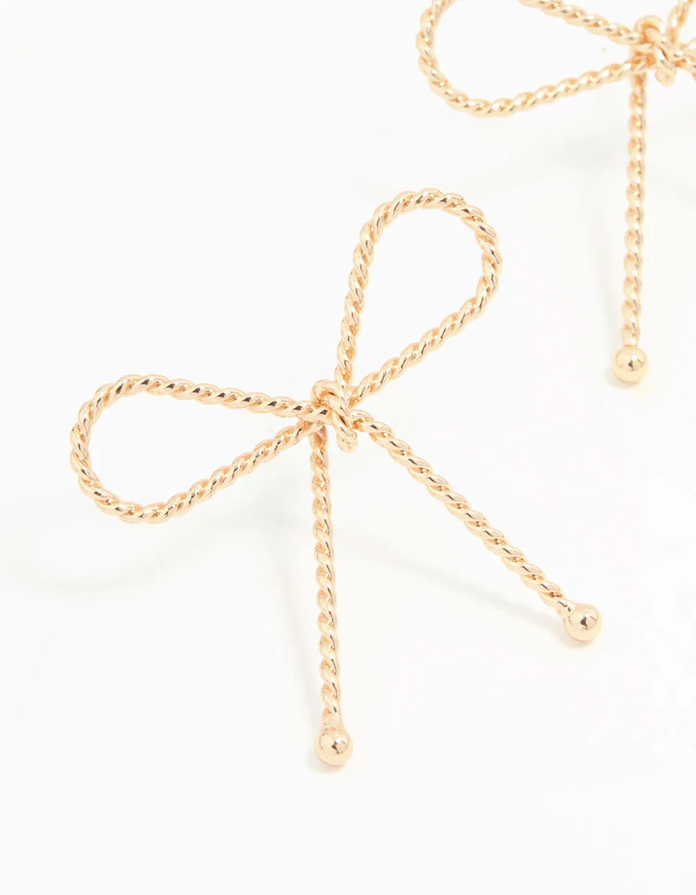 Gold Textured Bow Stud Earrings