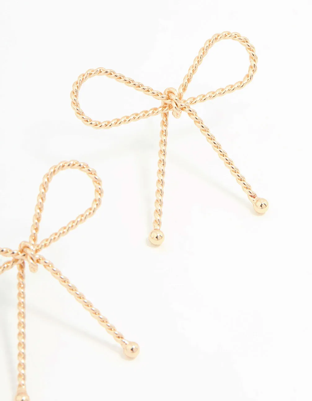 Gold Textured Bow Stud Earrings