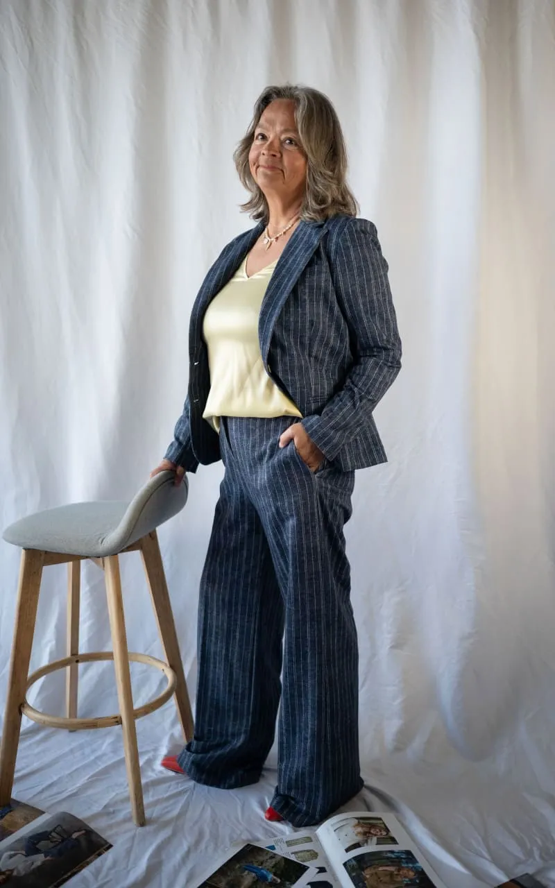 GoodMatch- Palazzo Trouser in Blue Pinstripe