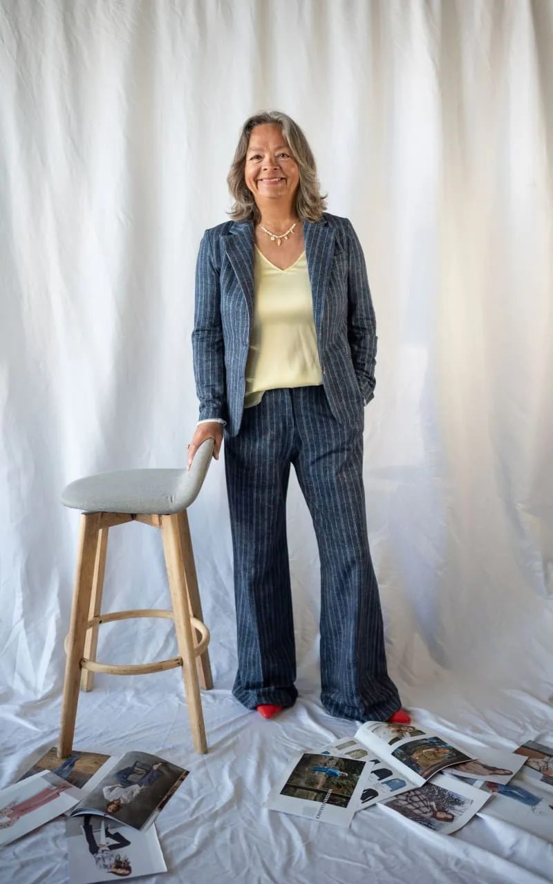 GoodMatch- Palazzo Trouser in Blue Pinstripe