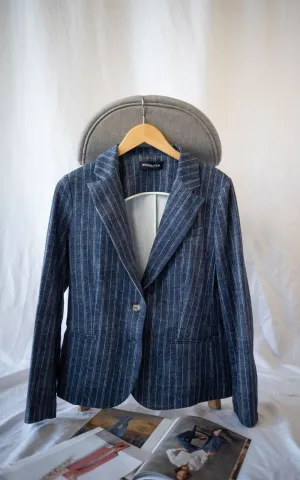 GoodMatch- Single Breasted Slim Blazer in Blue Pinstripe