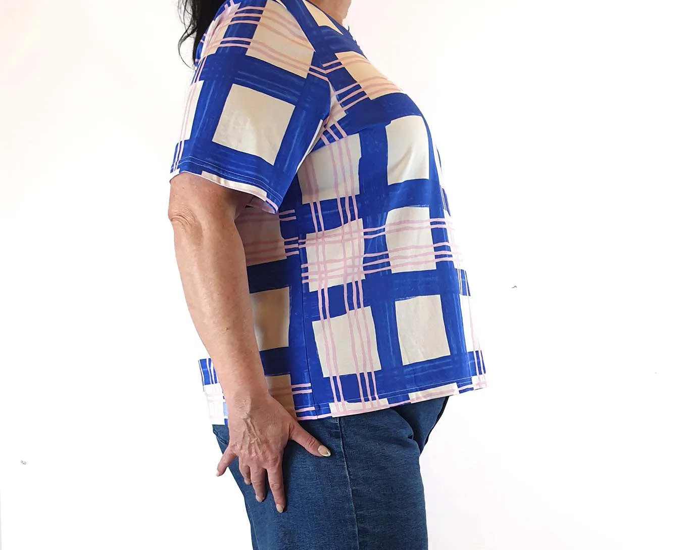 Gorman blue, pink and white print top size 18
