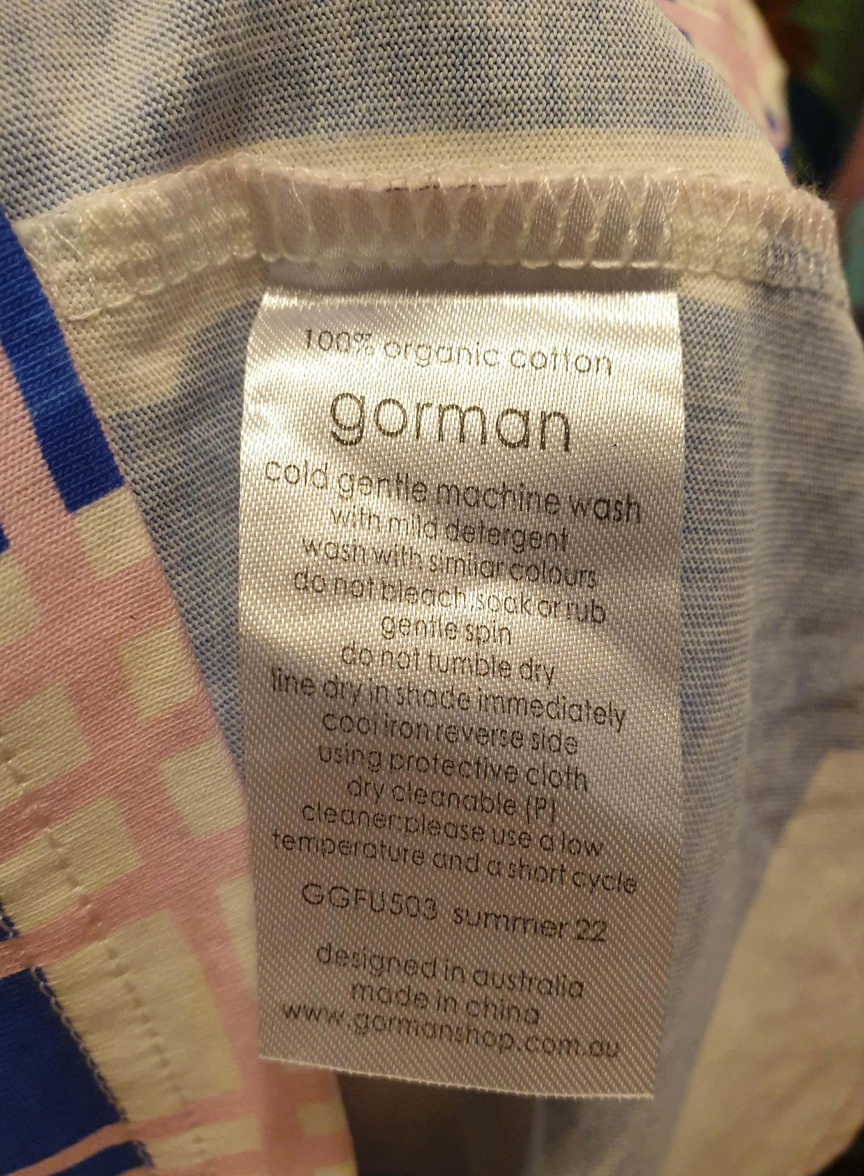Gorman blue, pink and white print top size 18
