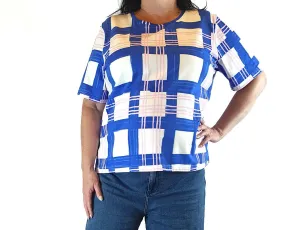 Gorman blue, pink and white print top size 18