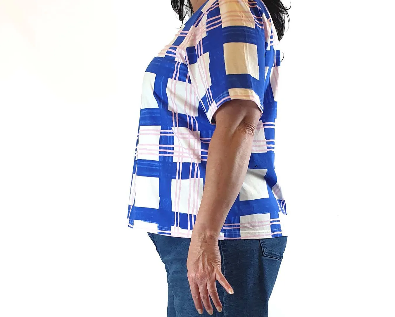 Gorman blue, pink and white print top size 18