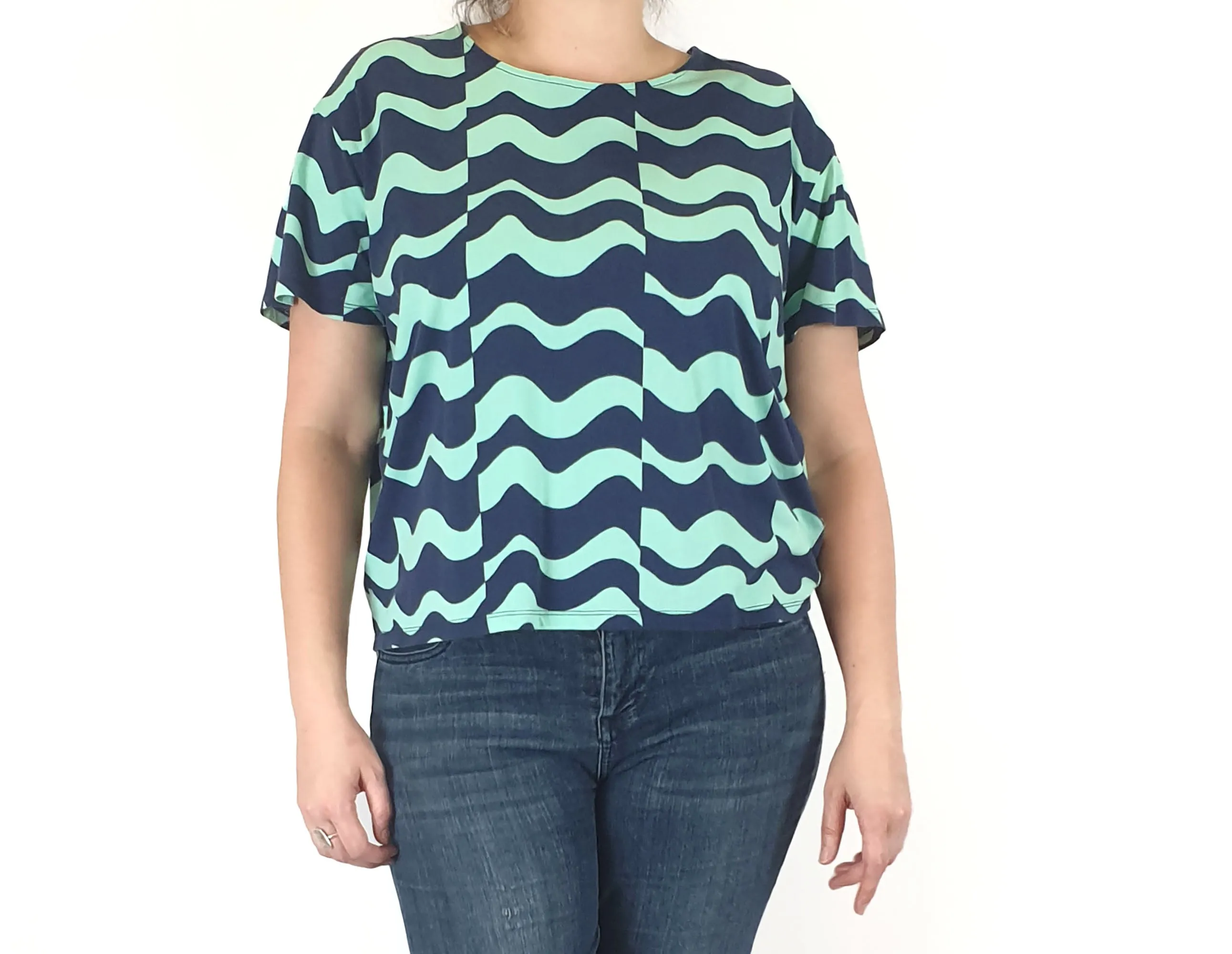 Gorman blue wavy print top size 16