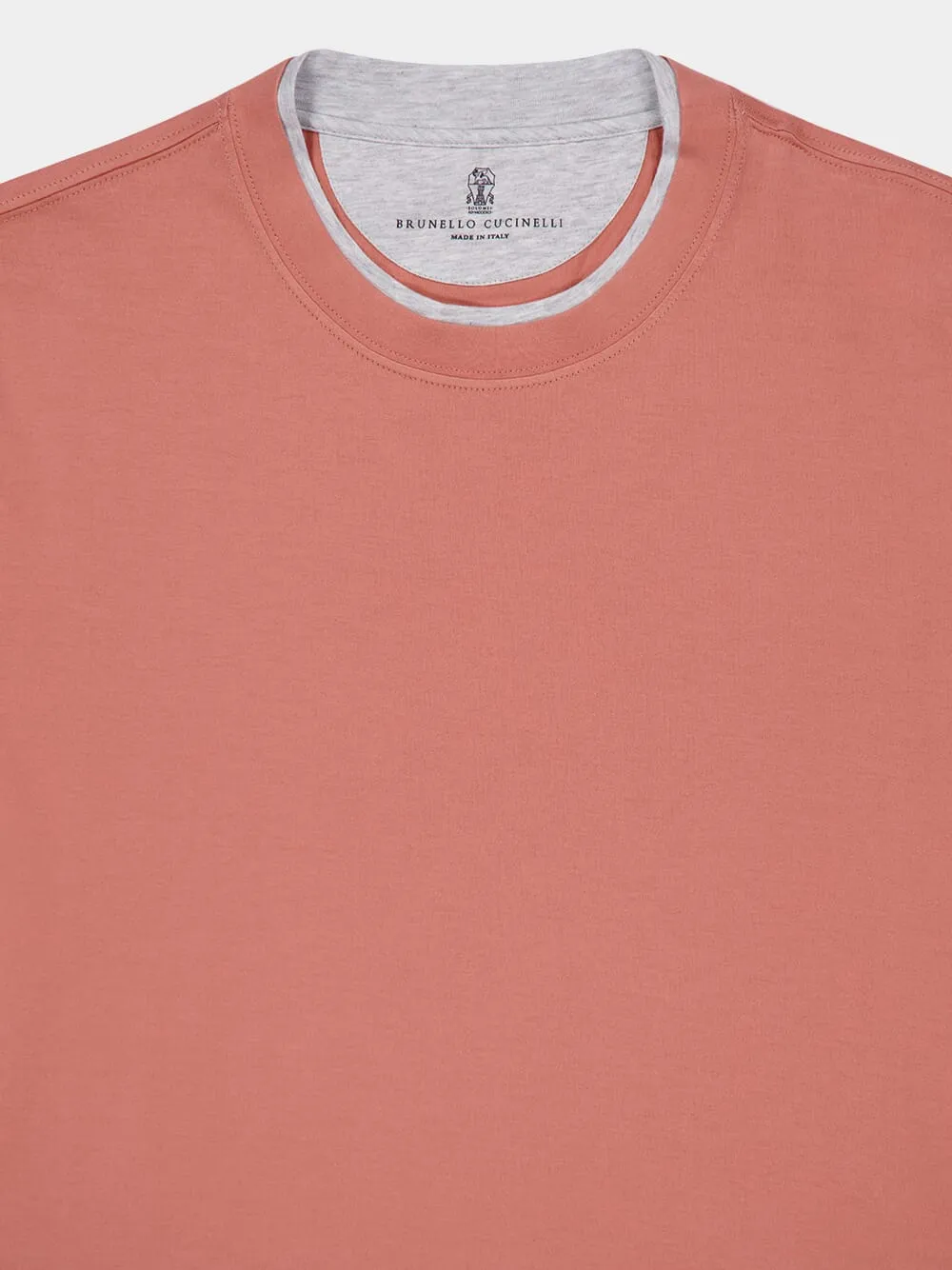 Grapefruit Faux-Layered Cotton Crew Neck T-Shirt